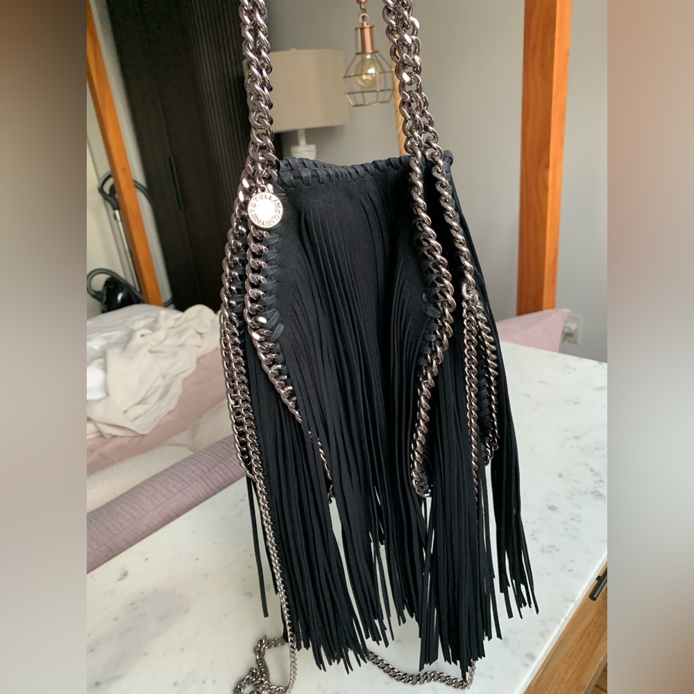 Black Fringed Chain Shoulder Bag